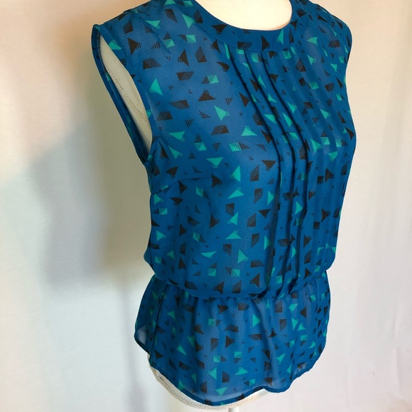 Halogen Tops - Halogen Blue Sheer Blouse with back zipper